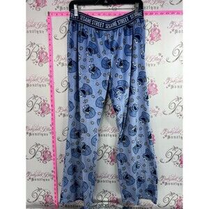 Sesame Street pants soft fleece Blue Cookie Monster Pajama Bottoms